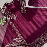 Designer Maroon Georgette Gown