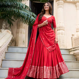 Crafted Pure Chanderi Plain Lehenga