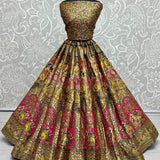 Banarasi Crafted Zircon Diamond Studded Full Flair Partywear Lehengacholi