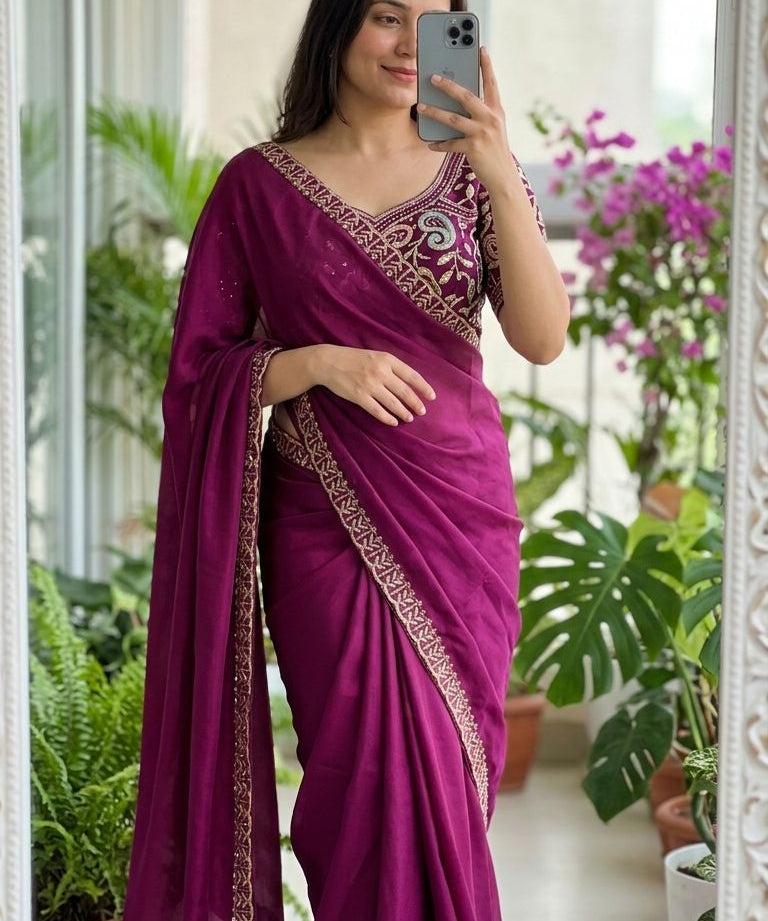 Rangoli Sequence Embroidered Saree