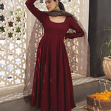 Maroon Georgette Anarkali Dress