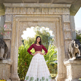 Anokhi Red White Georgette Lehenga