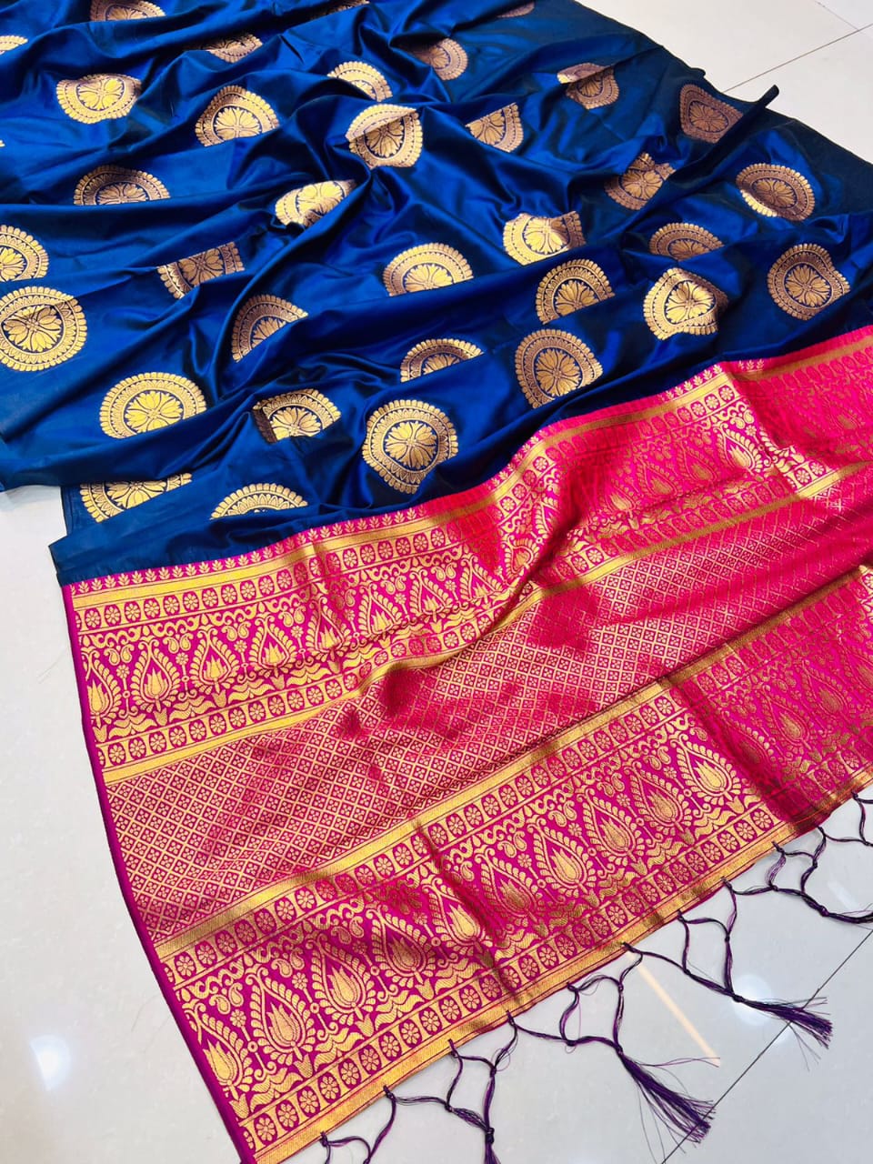 Beautiful Soft Chakrani Silk sareeGolden