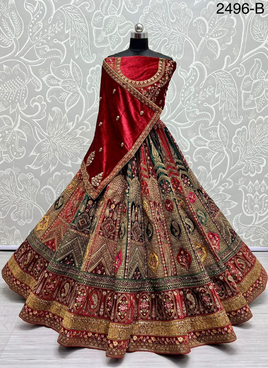 Double dupatta heavy Embroidery work designer Lehengacholi