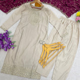 Creamy Roman Silk Straight Suit