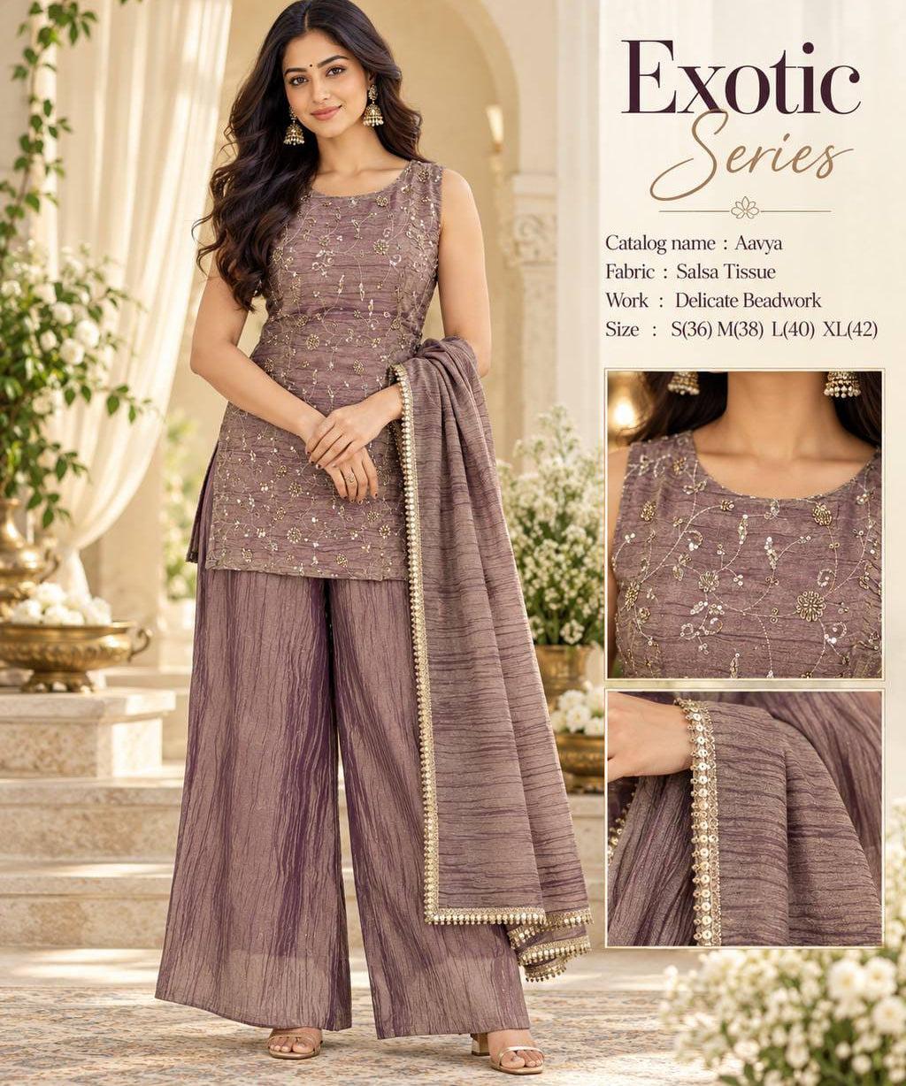 Graceful Salsa Tissue Top Sharara