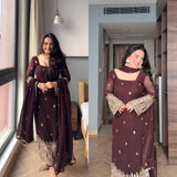 Ethnic Brown Georgette Suit