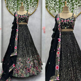 Attractive Black Sequance Lehenga Choli