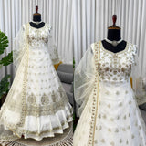 White Ethnic Soft Net Anarkali Gown