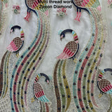 Glossy Peacock Pattern Embroidery Lehenga