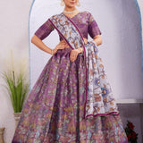Purple Soft Dola Silk Lehenga
