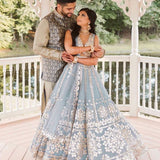 DESIGNER BRIDAL WEAR HEAVY SOFT NET PAPER MIRROR WORK LEHENGAS