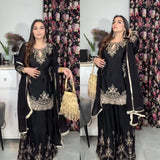 Black Wedding Look Top Plazzo