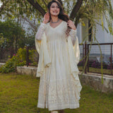 White Premiun  Georgette Anarkali Gown