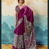 Traditional Pure Satin Ajrakh Saree