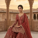 Partywear Crunchy Silk Top Sharara