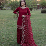 Cherry Red Lavish Suit Sharara