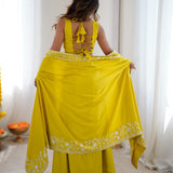 Yellow Stylish Shrug Westren Dhoti