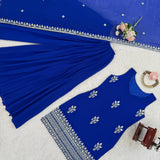 Royalblue Embroidered Top Plazzo