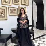 Black Stylish Top Sharara Collection