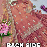 Peach Royal Embroidered Top Lehenga