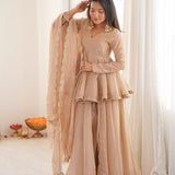 Ethnic Tabby Organza  Top Sharara Plazzo