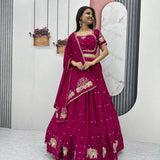 Festive Embroidered Chinon Lehenga