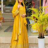 Yellow Classy Embroidered Suit