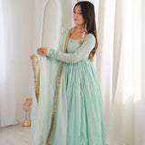 Sea Green Georgette Anarkali Gown