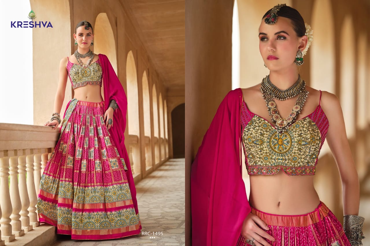 Ajarakh Print Heavy Bridal Lehenga