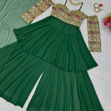 Dark Green Traditional Top Plazzo