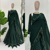 Dark Green Ruffle Saree