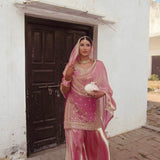 Premium Peach Gmy Silk Suit