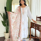 White Viscose Straight Kurti