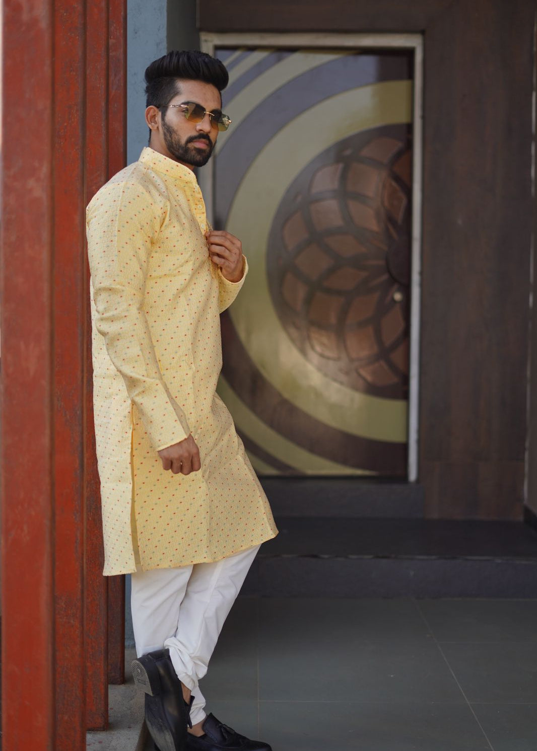 Presenting new heavy j-card silk with amboj work traditional kurtas