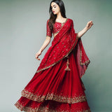 Red premium Georgette Lahenga