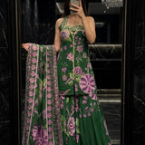 Glamour Green Floral Print Suit