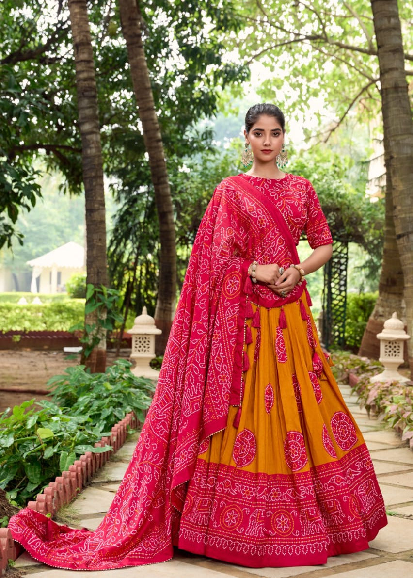 Traditional Bandhej Silk Lehenga