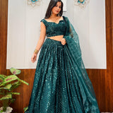 Crafted Green Sequence Lehenga