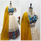 Cream Traditional Cotton Lehenga Choli