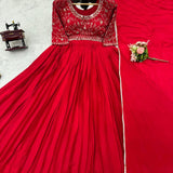 Partywear chinon Silk Anarkali Gown