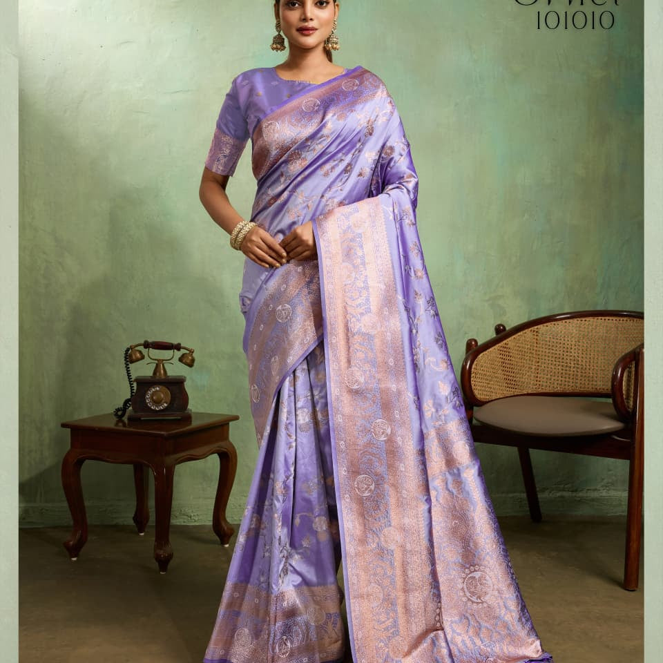 Adorn Golden Zari Woven Silk Saree