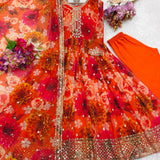 Charming Flower Printed Anarkali Gown