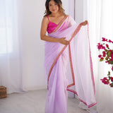 Fancy Pink Twill Net Saree