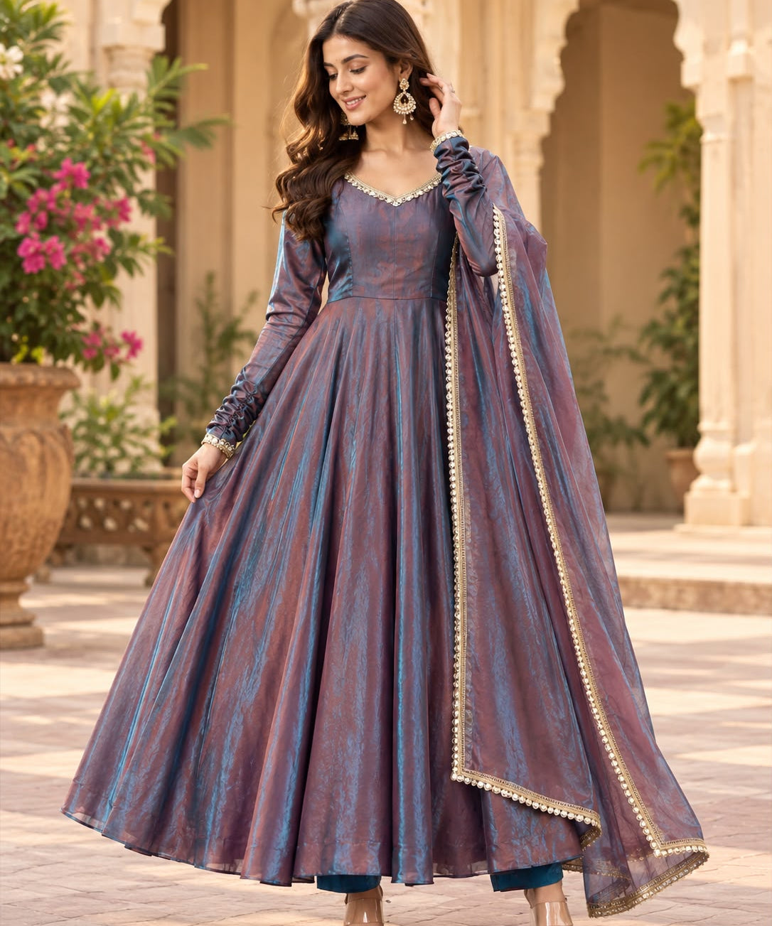 Lovely Fendy Silk Anarkali Gown