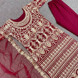 Red Luxurious Embroidered Suit
