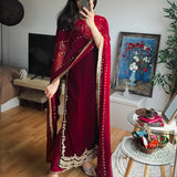 Designer Maroon Velvet Pakistani Suit