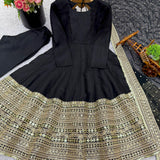 Black Classical Georgette Gown