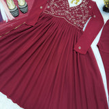 Maroon Faux Georgette Anarkali Gown