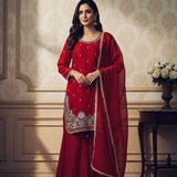 Maroon Fendy Embroidered Top Plazzo